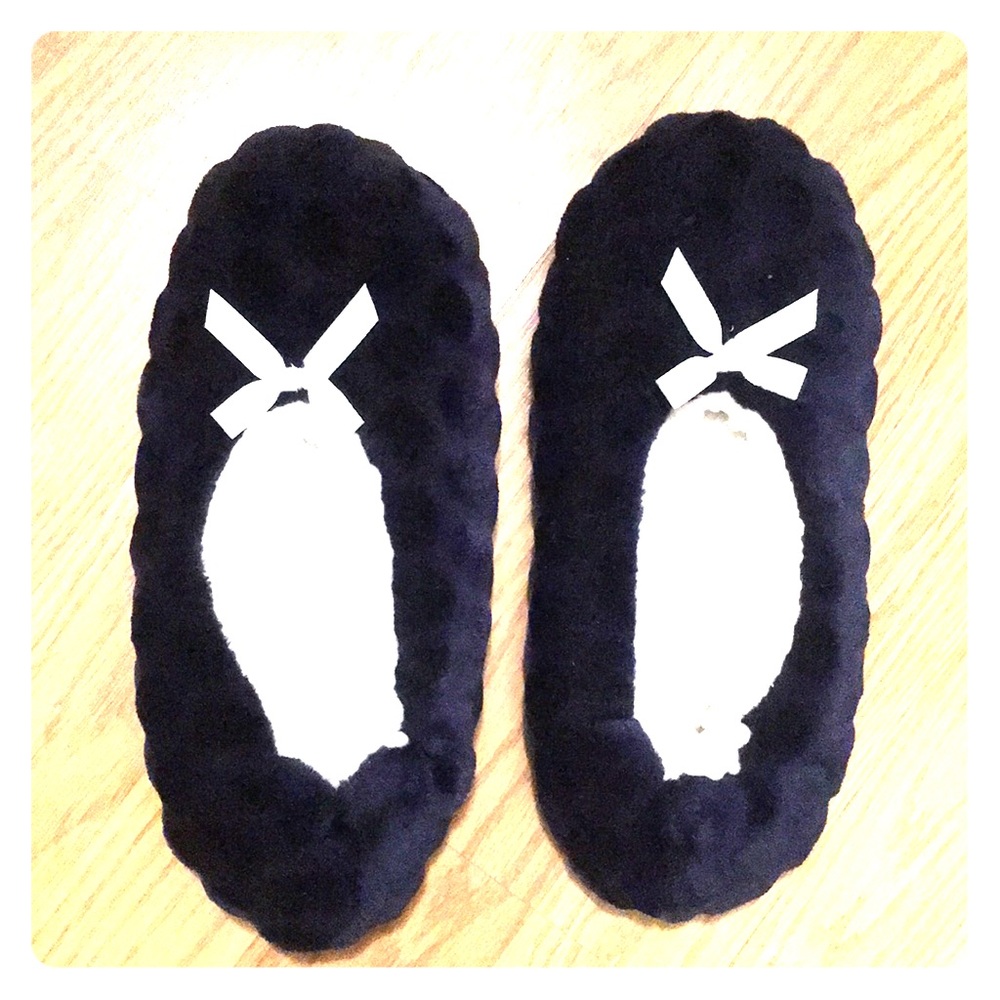 Blue fluffy slippers